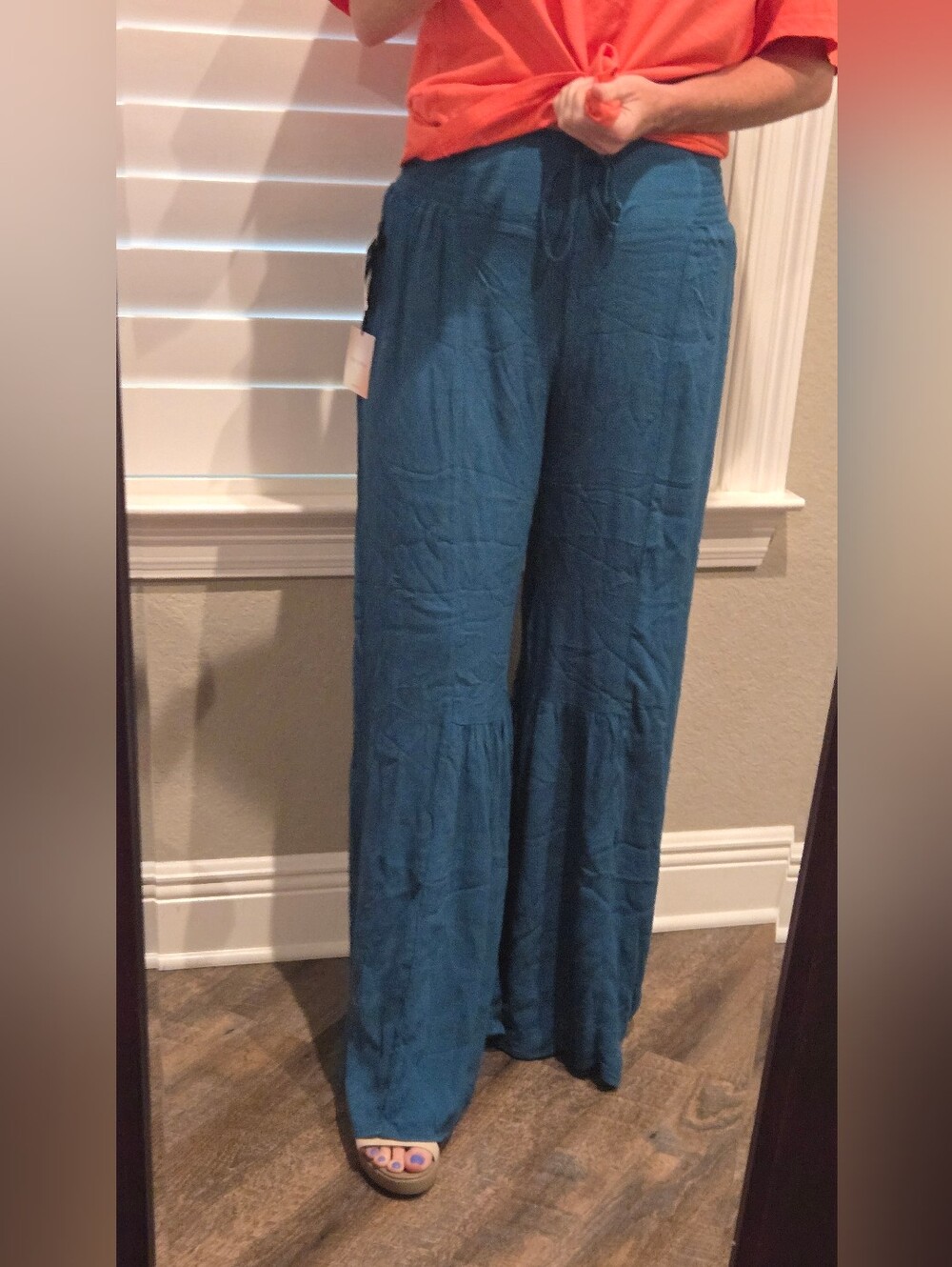Happily Grey ruffle hem wide leg pants